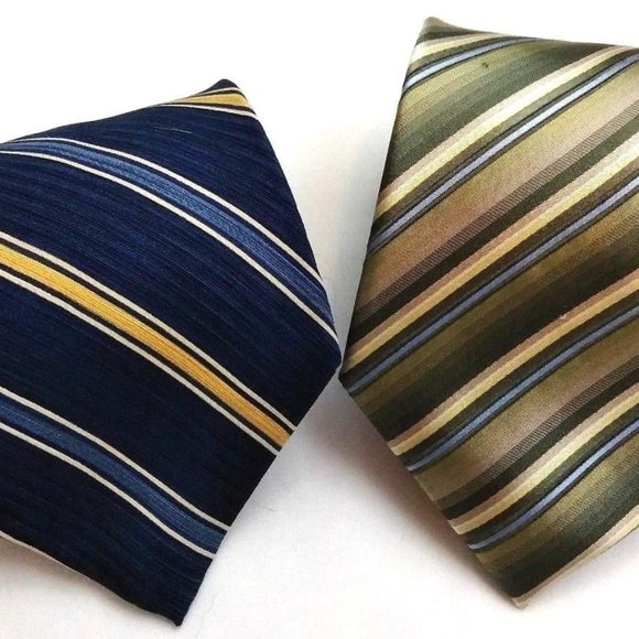 Van Heusen Mens Striped 100% Silk Tie - Lot of 2 - Picture 1 of 7